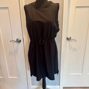 Black Casual Dress, NWOT, L, Sleeveless, Cinch Waist. Lightweight